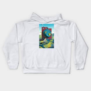 Flat Earth. Modern art Kids Hoodie